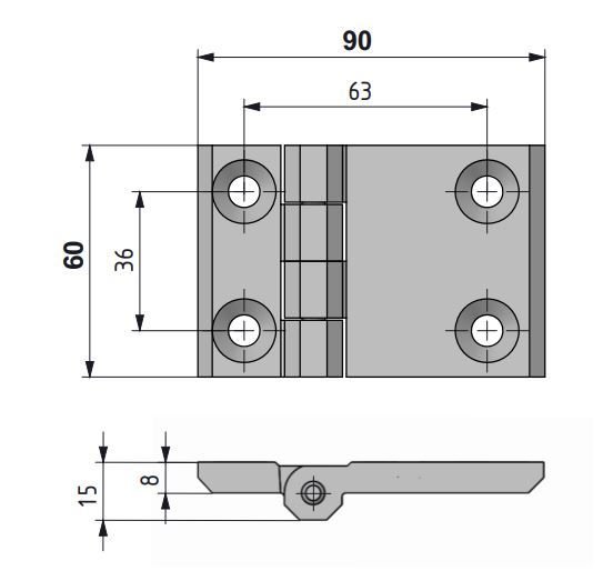 Mesan Yaprak Menteşe Zamak Krom Kaplamalı 60X90 Mm Düb