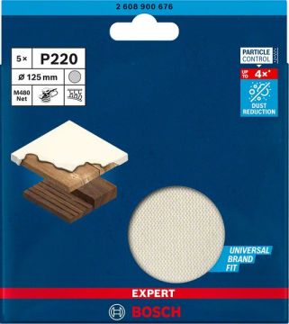 Bosch Ağ Zımpara Expert M480 Ø125 mm 220 Kum (5 Adet) - 2608900676