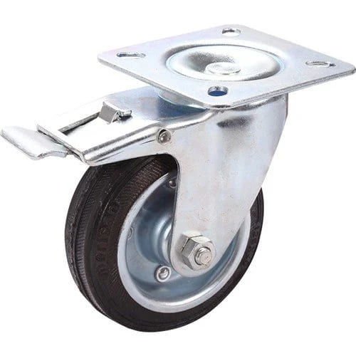 Mertsan Frenli Sac Cantlı Kauçuk Rulmanlı Tekerlek 125X40 Mm (125 Kg)