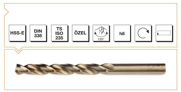 Makine Takım Silindirik Saplı Kısa Metal Matkap Ucu Hss-E Dın 338 Rn Gümüş Seri 8,0X117 Mm