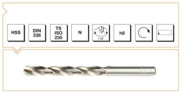 Makine Takım Silindirik Saplı Kısa Metal Matkap Ucu Hss Dın 338 Rn Taşlanmış 10,5X133 Mm