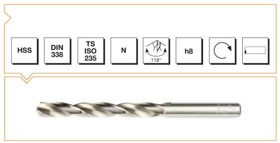 Makine Takım Silindirik Saplı Kısa Metal Matkap Ucu Hss Dın 338 Rn Taşlanmış 20,0X205 Mm