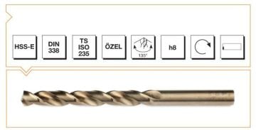 Makine Takım Mte Silindirik Saplı Kısa Metal Matkap Ucu Hss-E Dın 338 Rn Altın Seri 4,8X86 Mm