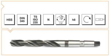 Makine Takım Mte Mors Konik Saplı Metal Matkap Ucu Hss Dın 345 Rn 12,0X182 Mm