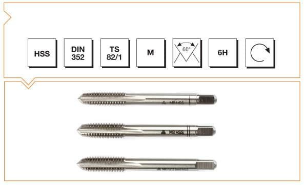 Makine Takım Mte Metrik Normal Vidalı 3 Lü Takım Kılavuzu Hss Dın 352 (6H) M8X63 Mm