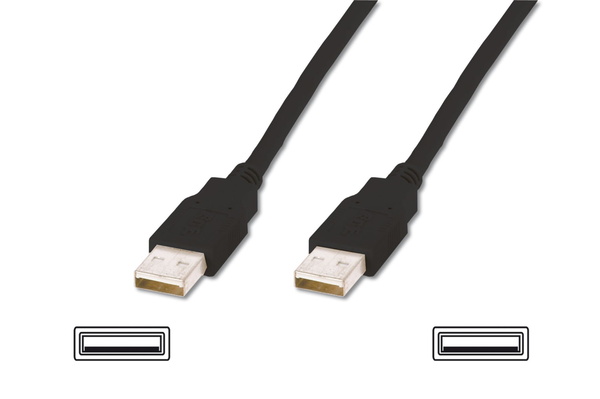 Bağlantı Kablosu, Usb A Erkek - Usb A Erkek, 1.8 Mt, Awg 30, Usb 2.0 Uyumlu, Ul, Siyah Renk