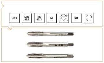 Makine Takım Mte Metrik Normal Vidalı 3 Lü Takım Kılavuzu Hss Dın 352 (6H) M16X80 Mm