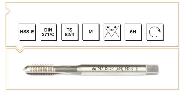 Makine Takım Mte Metrik Normal Vidalı Düz Kanallı Makina Kılavuzu Hss-E Dın 371/C (6H) M12 X 110 Mm