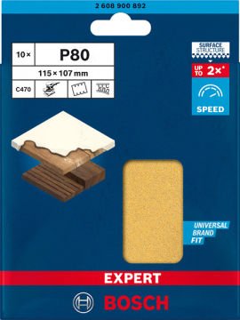 Bosch Expert Zımpara Kağıdı C470 115x107 80 Kum 6 Delikli 10 Lu Paket - 2608900892