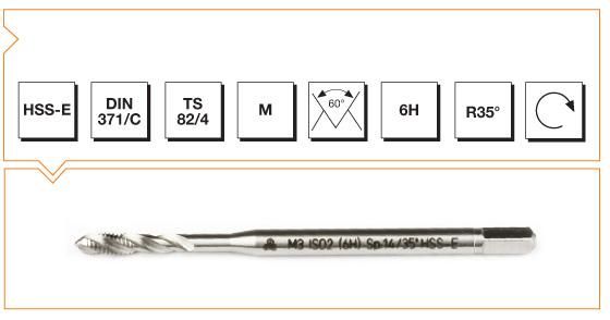 Makine Takım Mte Metrik Normal Vidalı Helis Kanallı Makina Kılavuzu Hss-E Dın 371/C M4 X 63 Mm