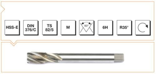 Makine Takım Mte Metrik Normal Vidalı Helis Kanallı Makine Kılavuzu Hss-E Dın 376/C M16 X 110 Mm