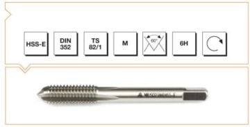 Makine Takım Mte Metrik Normal Vidalı Kılavuz Hss-E Dın 352 Son (6H) M12 X 75 Mm