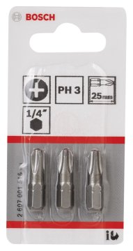 Bosch Vidalama Ucu Extra Hard PH3x25 mm (3 Adet) - 2607001515