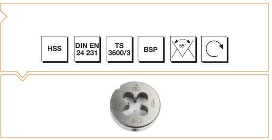 Makine Takım Mte Whitworth Boru Vidalı Pafta Lokması Hss Dın En 24 231 G 3/8 İnç X 19 G/İnç
