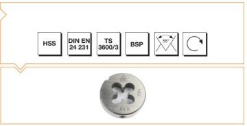 Makine Takım Mte Whitworth Boru Vidalı Pafta Lokması Hss Dın En 24 231 G 3/8 İnç X 19 G/İnç