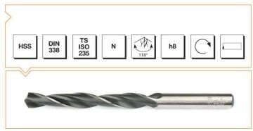 MTE Silindirik Saplı Kısa Metal Matkap Ucu HSS DIN 338 RN Haddeli 4,7x57 mm