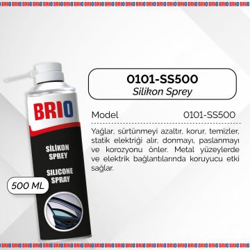 Brio Silikon Sprey Silikon Yağlayıcı, Ses Giderici 500 Ml