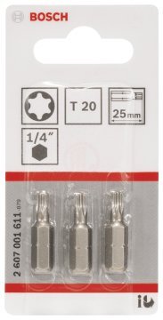 Bosch Vidalama Ucu Extra Hard T20x25 mm (3 Adet) - 2607001611