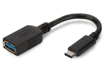 Assmann Usb Tip C Adaptörü, On-The-Go (Otg), Usb Tip C Erkek Usb Tip A Dişi, 0,15 Mt, Super Speed, Usb 3.0, Siyah Renk