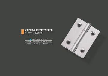 Armetal Yaprak Menteşe Polisajlı 304 Kalite 40X50X1,2 Mm