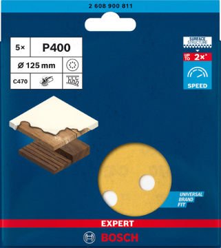 Bosch Expert Zımpara Kağıdı C470 125M 400 Kum 8 Delikli 5 Li Paket - 2608900811