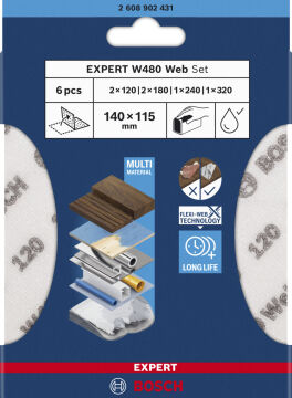 Bosch Aksesuar EXPERT W480 Web Zımpara Seti 9 lu