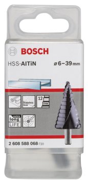 Bosch Spiral Kanallı HSS-AlTiN 12 Kademeli Matkap Ucu Üç Yüzeyli Şaft Ø6-39 mm - 2608588068