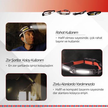 Brio Led Şarjlı İnce Kafa Lambası 45Olm