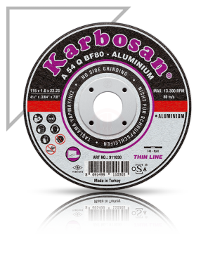Karbosan Alüminyum İnce Kesme Disk T41 Düz 115x1,0x22,23 mm A 54 R BF80 - KAR911030