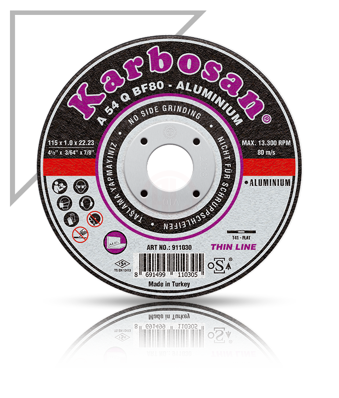 Karbosan Alüminyum İnce Kesme Disk T41 Düz 125x1,0x22,23 mm A 54 R BF80 - KAR911060