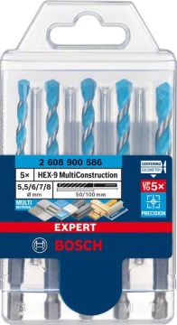 Bosch Çok Amaçlı Matkap Ucu Expert HEX-9 MC Set (5 Parça) (5,5/6/6/7/8 mm) - 2608900586
