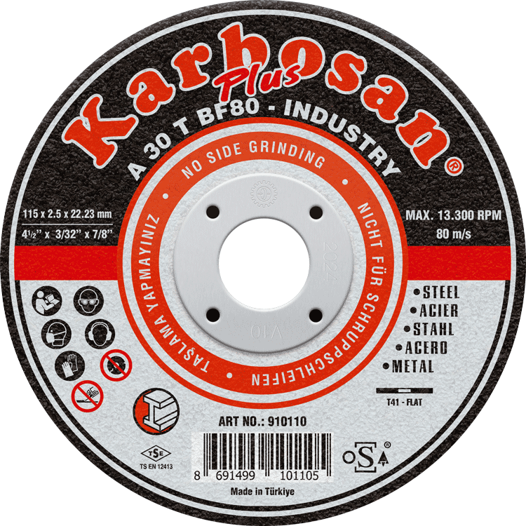 Karbosan Endüstriyel Metal Plus Kesme Disk T41 Düz 125x2,5x22,23 mm A 30 T BF80 - KAR910120