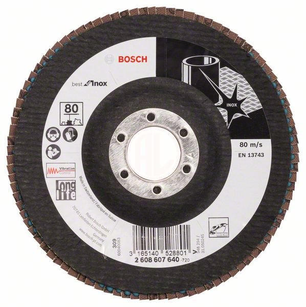 Bosch Zirkon Flap Zımpara Diski X581 Best For Inox Bombeli 125x22,23 mm 80 Kum - 2608607640