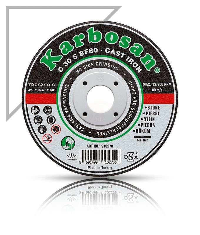 Karbosan Döküm Kesme Disk T41 Düz 180x3,0x22,23 mm C 30 S BF80 - KAR910290