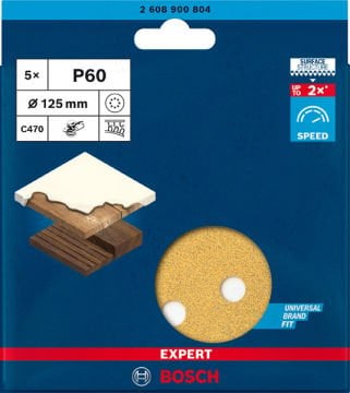 Bosch Expert Zımpara Kağıdı C470 125 Mm 60 Kum 8 Delikli 5 Li Paket - 2608900804