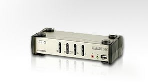 Aten 4 Port Lu Usb Kvm (Keyboard/Video Monitor/Mouse) Switch, Mikrofon Ve Hoparlör Bağlantısı Mevcut + 2 Portlu Usb (2.0) Hub, Masaüstü Tip, Kvm Bağlantı Kablosu Ürün Beraberinde Gelmektedir