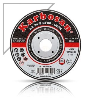 Karbosan Paslanmaz Çelik (Inox) İnce Kesme Disk T41 Düz 115x1,6x22,23 mm AA 46 R BF80 - KAR910390
