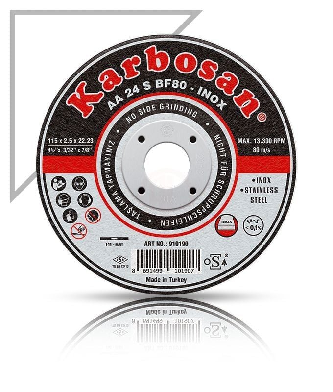 Karbosan Paslanmaz Çelik (Inox) İnce Kesme Disk T41 Düz 230x1,9x22,23 mm AA 36 R BF80 - KAR910430