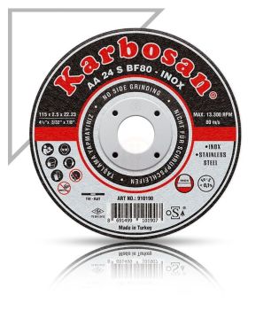 Karbosan Paslanmaz Çelik (Inox) İnce Kesme Disk T41 Düz 230x1,9x22,23 mm AA 36 R BF80 - KAR910430