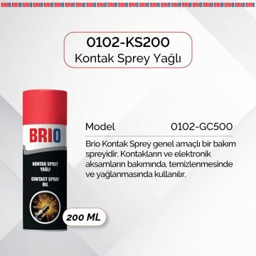 Brio Elektronik Kart Devre Kontak Temizleyici Sprey 200 Ml Yağlı
