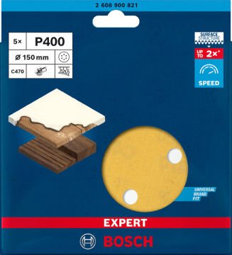 Bosch Expert Zımpara Kağıdı C470 150 M 400 Kum 6 Delikli 5 Li Paket - 2608900821