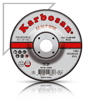 Karbosan Paslanmaz Çelik (Inox) Taşlama Disk T27 Bombeli 115x6,4x22,23 mm AA 24 P BF80 - KAR910680