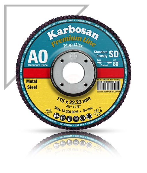 Karbosan Premium Line Alüminyum Oksit Standart Yoğunluk Flap Disk Düz 115 mm 80 Kum - KAR982945
