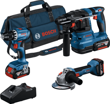 Bosch Professional 18V 3 Makine Akülü Kombo Kit GSR 18V-45 + GBH 18V-22 + GWS 18V-8 (3x4,0 Ah) - 0615A5007L