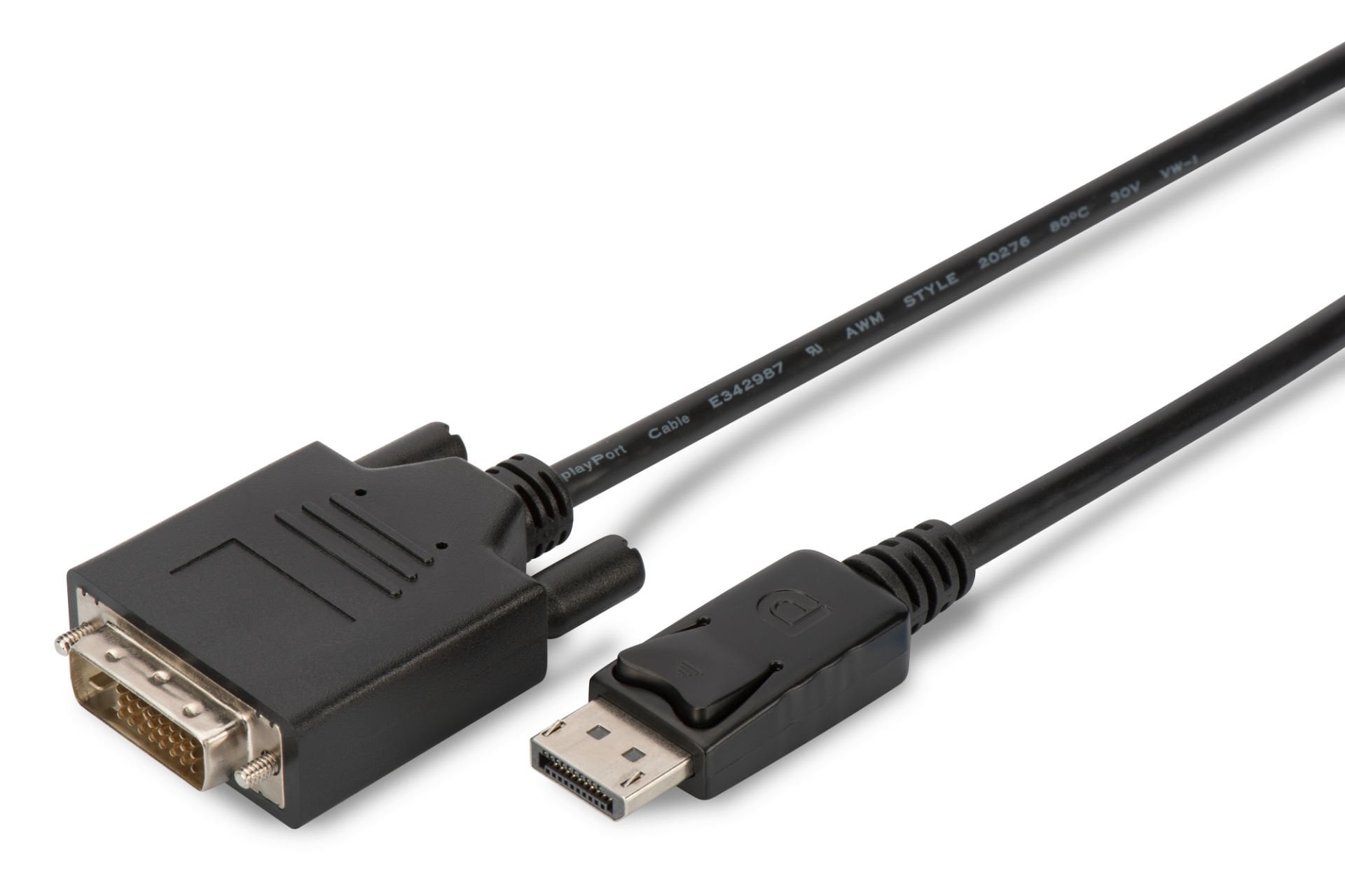 Assmann Displayport (Dp) Dvı Kablosu, Dp Erkek - Dvı (24+1) Erkek, 2 Mt, Kilit Mekanizmalı, Awg28, 2X Zırhlı, Dp 1.1A Uyumlu, Ul, Ce, Siyah Renk