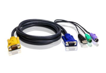 Aten Ps/2-Usb Kvm (Keyboard/Video Monitor/Mouse) Switch İçin Kablo, 1.80 Mt, 1 X Sphd-15 Erkek 1 X Monitör 15 Pin Hdb Erkek, 1 X Klavye 6 Pin Mini-Dın Erkek, 1 X Mouse 6 Pin Mini-Dın Erkek, 1 X Klavye / Mouse Usb A Erkek