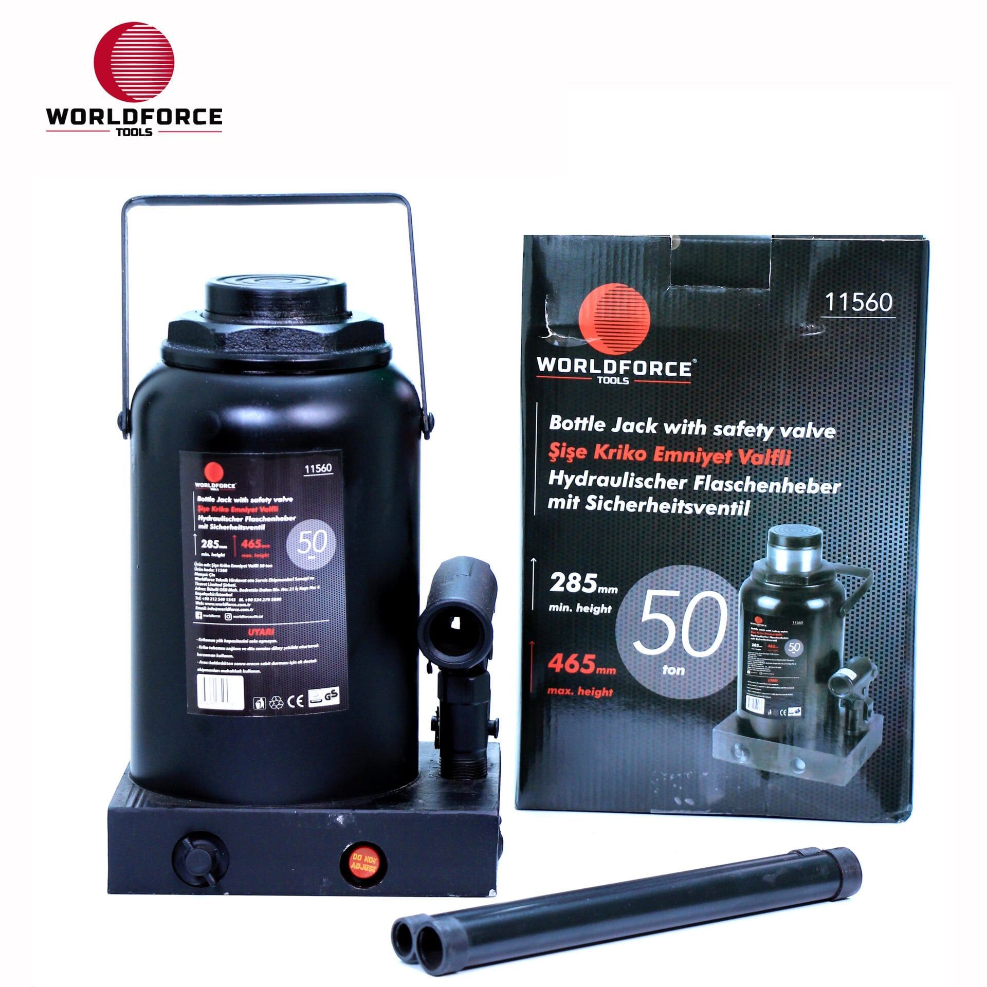 Worldforce Hidrolik Şişe Kriko 50 Ton 255-405 mm