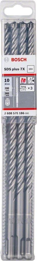 Bosch SDS Plus-7X Kırıcı Delici Uç 10,0x265 mm (10 Adet) - 2608576186