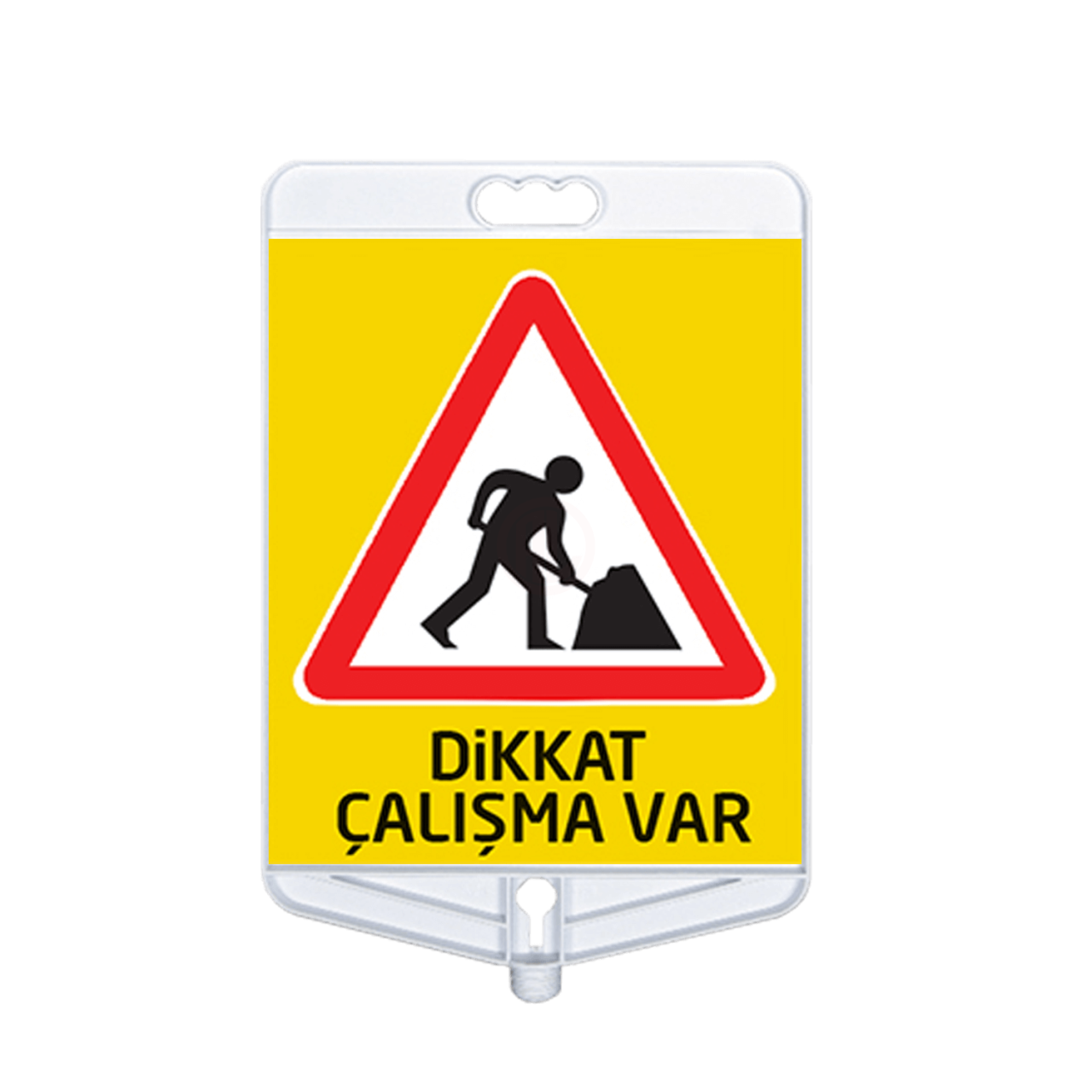 MFK Plastik Dikkat Çalışma Var Tabelası 35x41 Cm Beyaz Çift Taraflı - MFK9305