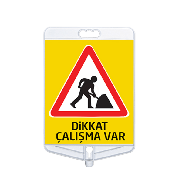 MFK Plastik Dikkat Çalışma Var Tabelası 35x41 Cm Beyaz Çift Taraflı - MFK9305